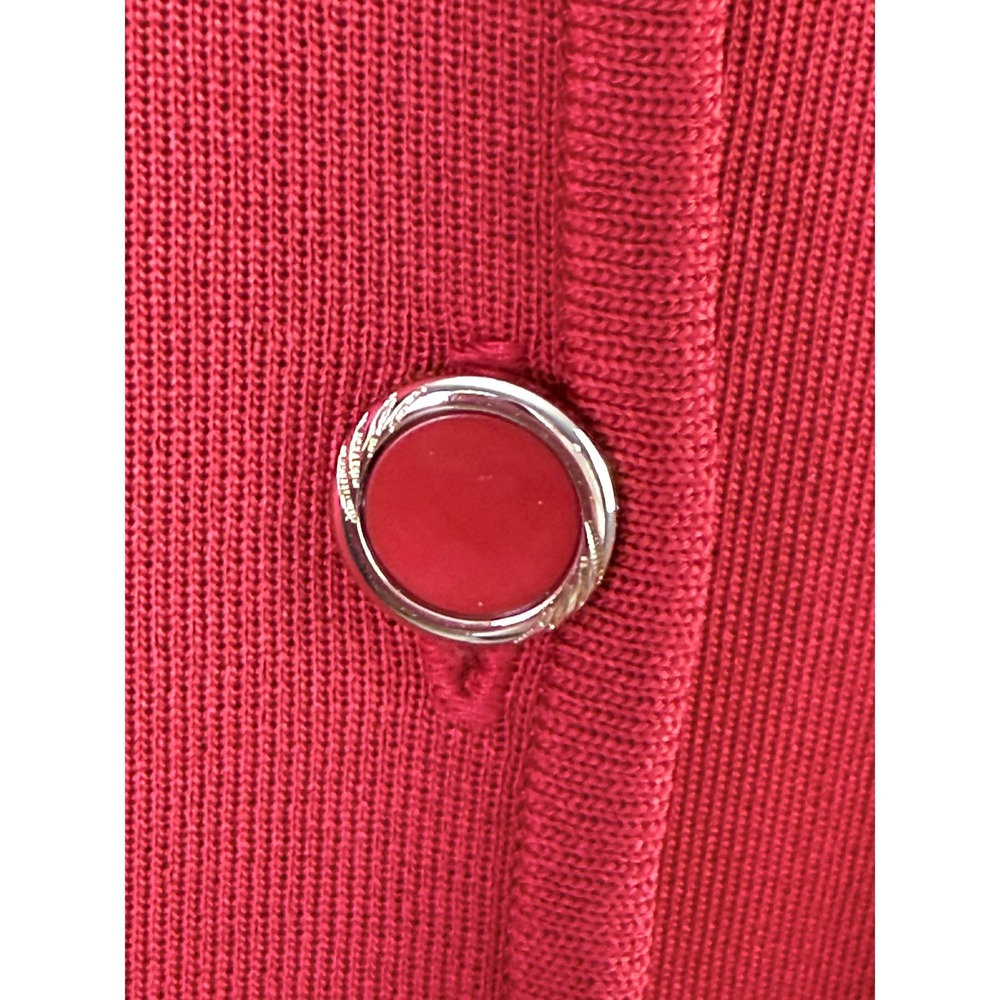 Vintage Misook Red Knit Cardigan Jacket Longline Gold‎ Buttons 3X - Picture 10 of 12